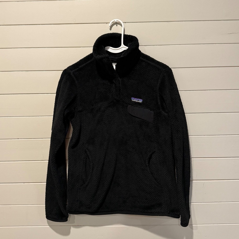 Patagonia Re-Tool Snap-T Fleece Pullover Black Womens XSHigh Pile Polartec